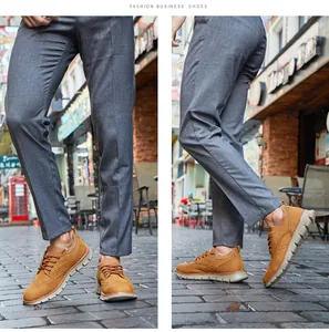 Lässige braune Outdoor-Wanderschuhe für Herren mit Budapester Muster und dicker Sohle