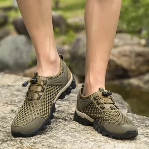 Chaussures de randonnée d'extérieur en maille respirante pour hommes vert armée