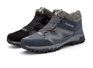Bottes de neige chaudes pour hommes avec doublure en fourrure et semelle antidérapante