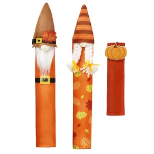 Set of 3 Thanksgiving Gnome Refrigerator Handle Covers with Autumn Harvest Pumpkin Design
