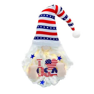 Gnomo senza volto patriottico con luci LED per decorazione Giorno dell'Indipendenza USA