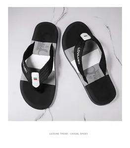 Details von Herren Sommer Strand Flip-Flops mit gewebten Riemen und Streifen