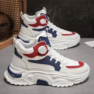 Herren High-Top Sneaker mit Drehverschluss und dicker Sohle in Weiß und Blau