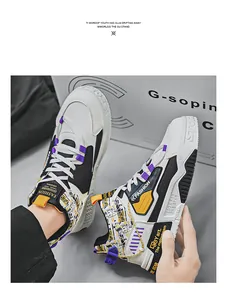 Vue latérale détaillée de baskets montantes pour hommes avec imprimés graffiti