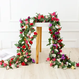 Guirlande de roses artificielles pour décoration maison, plantes murales suspendues, fleurs en soie.