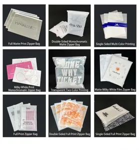 Thickened PE clear frosted zipper bags for clothing, socks and underwear packaging bulk.