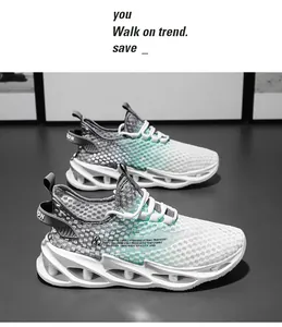 Chaussures de course respirantes pour hommes avec maille dégradée et semelle à lames