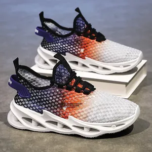 Chaussures de course à lame en maille respirante légère pour hommes avec semelles