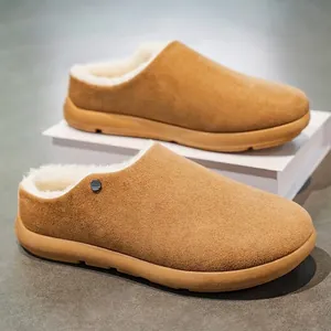 Pantofole da Uomo Invernali Calde Stile Birkenstock Foderate in Pile Ispessite Slip-On Mules Antiscivolo Suola in PVC Casual