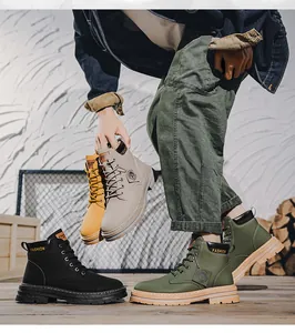 Outdoor hiking Martin boots for men in various colors shown in a stylish studio setting