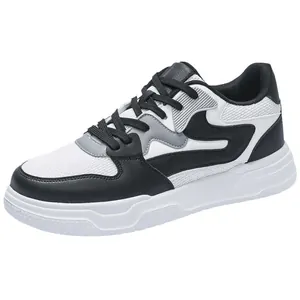 Zapatillas deportivas transpirables para hombre en tallas grandes, diseño blanco y negro