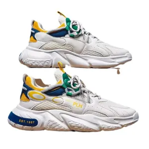 Scarpe dad shoes da uomo traspiranti in mesh con suola spessa e design multicolore