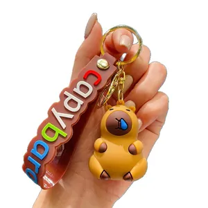 Leuke Capybara siliconen sleutelhanger met kleurrijke letters en dierlijke hanger