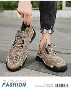 Ademende mesh wandelschoenen voor heren in bruin, lichtgewicht zomer ontwerp