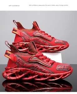Rote Herrenschuhe mit Klingen-Sohle und atmungsaktivem Mesh für Sport und Freizeit