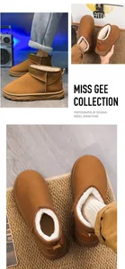 Bottes de neige marron pour hommes avec doublure en fausse fourrure blanche épaisse
