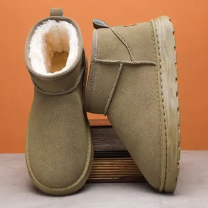 Bottes de Neige d'Hiver pour Hommes Doublure Peluche Chaude Suédine À Enfiler Extérieur Antidérapant Protection Froid Chaussures Casual