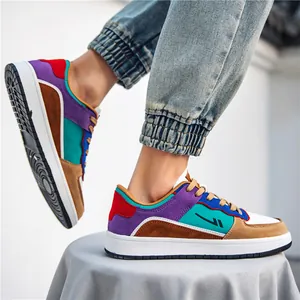 Stylish men's multi-color block fashion sneakers with breathable design for casual streetwear