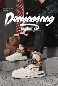 Close-up of trendy high-top men's sneakers featuring a rotary buckle closure.