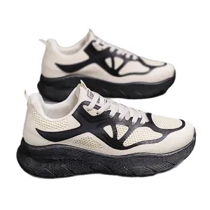 Lightweight mesh running shoes with thick cushioned soles for gym and fitness training.