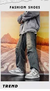 Sneaker alte da uomo grigie e bianche abbinate a jeans in denim dal tocco vintage