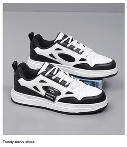 Primer plano de zapatillas de hombre modernas en blanco y negro con diseño estético