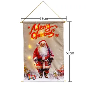 Gedetailleerde maattabel voor de verlichte kerstman wandbanner met LED-verlichting.