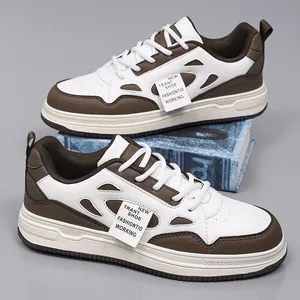 Zapatillas originales de tendencia para hombre en blanco y marrón para deporte y ocio
