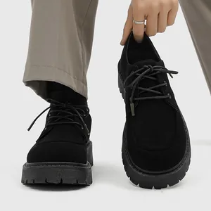 Scarpe Derby retrò nere da uomo con plateau e stile workwear britannico vintage