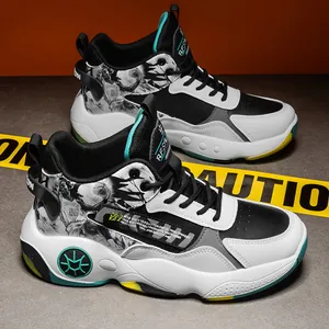High-top professional basketball shoes with graphic print and anti-slip sole for men