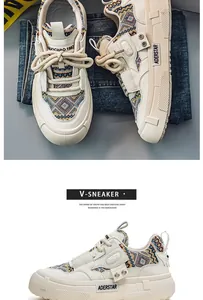 Heren sneakers in Hong Kong-stijl met etnische patronen en dikke zolen.
