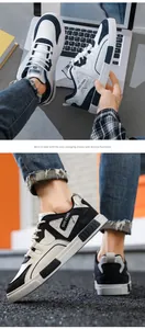 Vista dettagliata delle sneakers in pelle da uomo con un design a contrasto alla moda