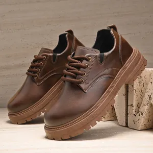 Durable men's chunky sole brown Martin boots for outdoor casual wear and work use.