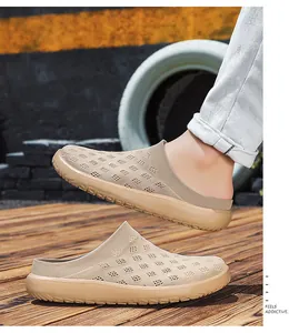 Mules d'été pour hommes en maille respirante à bout fermé, coloris beige décontracté