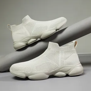 Baskets en Maille Flyknit Homme Grande Taille 46-48 Respirantes À Enfiler Chaussures Daddy Décontractées Confortables Légères Outdoor