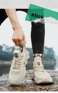 Breathable mesh sneakers for men with lightweight design and thick wavy soles