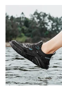 Men's breathable black mesh sports sneakers for summer outdoor water activities