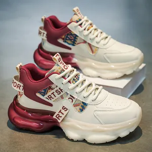 Modische wasserdichte Herren-Chunky-Sneaker in Weiß und Kastanienbraun