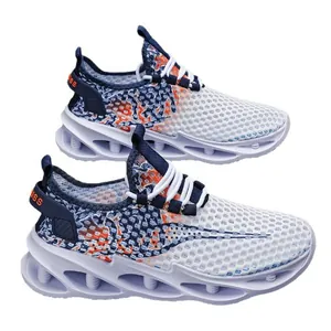 Zapatillas de malla flyknit transpirables para hombre con suela de cuchilla amortiguadora