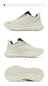 Detailed multi-angle views of cream unisex chunky sneakers with breathable mesh