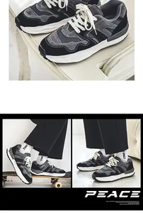Lifestyle detail views of men's chunky platform sneakers in grey and black mesh.