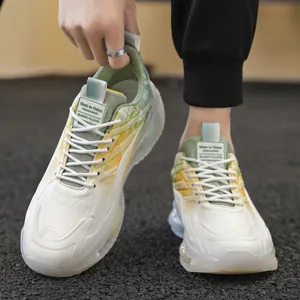 Fashionable men's breathable air cushion running shoes with anti-slip thick soles