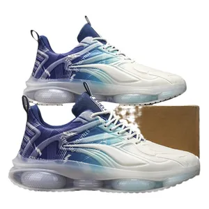 Breathable men's blue gradient air cushion running shoes with thick soles