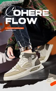 Chaussures de skate montantes pour hommes en patchwork kaki et vert olive tendance.