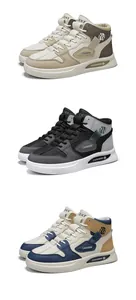 Collection de baskets de skate montantes pour hommes en beige, noir et bleu-tan
