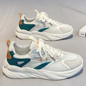 Scarpe Sportive Casual da Uomo Traspiranti in Mesh Suola Spessa Stile Workwear Retrò Sneaker da Corsa Color Block