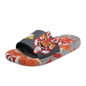 Sandales pour hommes thème Année du Dragon avec semelle souple et confortable