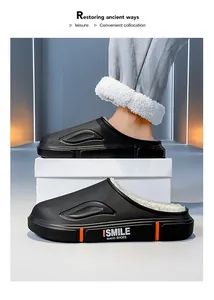 Vue détaillée de chaussons d'hiver chauds doublés de polaire pour hommes, étanches