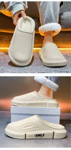 Détail de chaussons d'hiver imperméables pour hommes avec doublure en peluche chaude