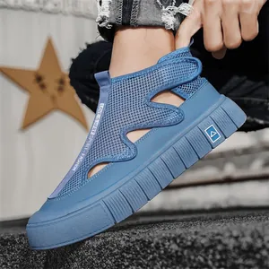 Zapatillas de malla azul transpirables de verano para hombre para ocio al aire libre